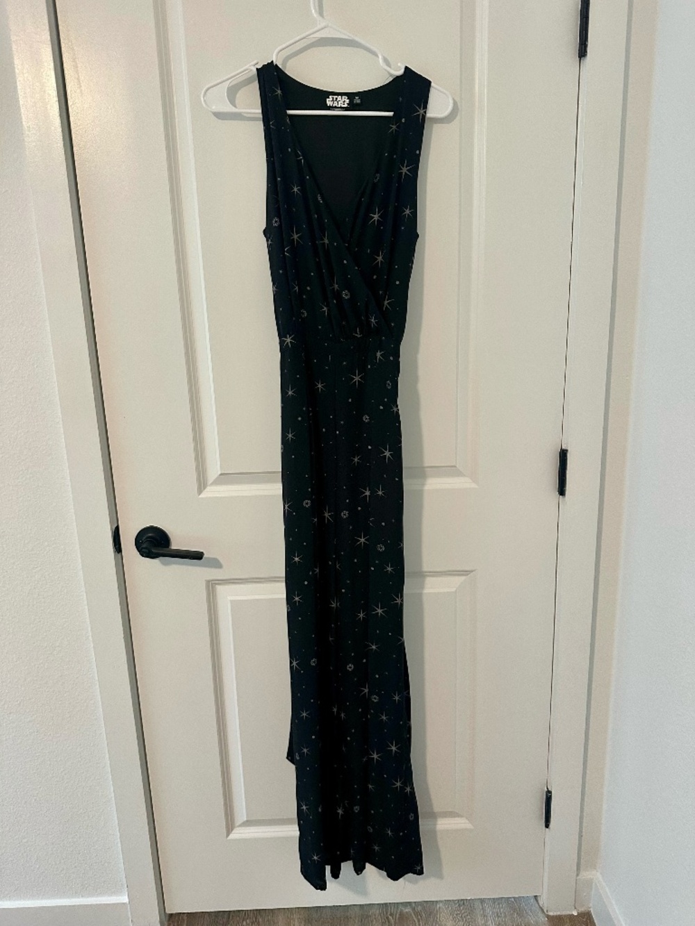 Star Wars Celestial Jumpsuit Medium Black Silver Empire Stars Wide Leg Disney